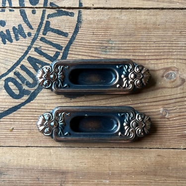 Antique Pair of Pressed Flashed Copper Window Sash Lift 