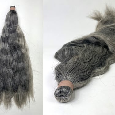Vintage Silver - Gray 30" Synthetic Hair Bundle | 1970s, 1980s, Pony Tail, Costume, Hippie, Grandma, Old Lady, Grey, Extension, Witch, Horse 