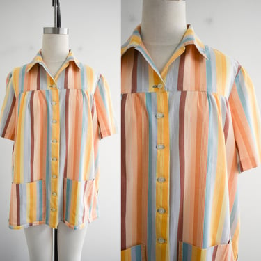 1960s/70s Striped Smock Blouse 