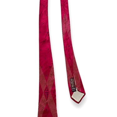 Vintage 1950s CROYDON CRAVAT Atomic Print Silk Necktie ~ Brocade ~ Rockabilly ~ VLV ~ Neck Tie ~ Pink & Black 