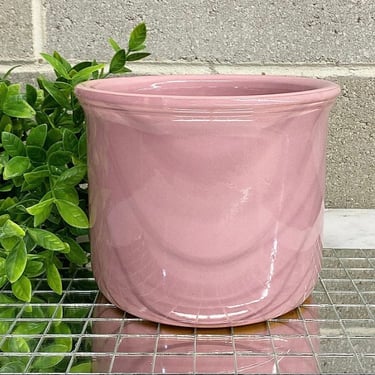 Vintage Planter Retro 1980s Contemporary + Pink + Ceramic + Cylinder Shaped + Flower and Plant Display + Home Decor + Indoor or Outdoor 