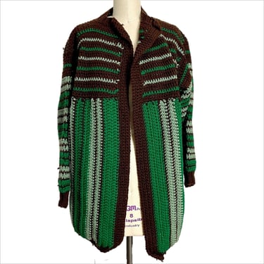 1990s vintage crocheted open front jacket - size XL 
