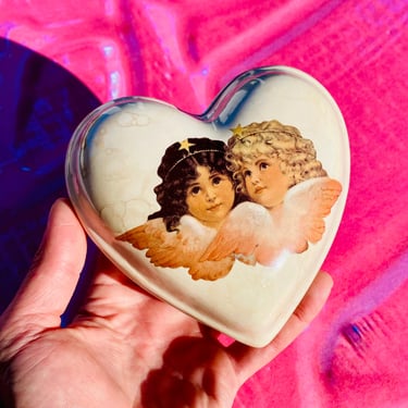 Vintage Fiorucci Angels Heart Shaped Trinket Box