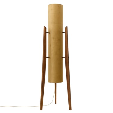 Retro Rocket Floor Lamp, Fibreglass Shade & Wooden Legs, 1960s 