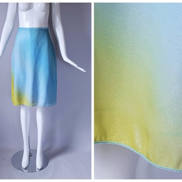 Vintage Y2K Jane Doe Collection Blue and Green Ombre Iridescent Chiffon Skirt | retro 90s 1990s 2000s | 