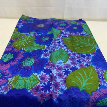 60’s 70’s silk scarf head scarves neckerchief bow~ 100% silk groovy tie dyed batik vivid floral print Indian blues greens purple 