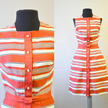 1960s Pat Premo Red Striped Dress 