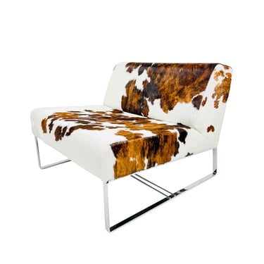 #1421 Cowhide &amp; Chrome Lounge Chair