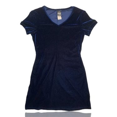 90s Blue Velvet Mini Shift Dress //  Size Medium // My Michelle 