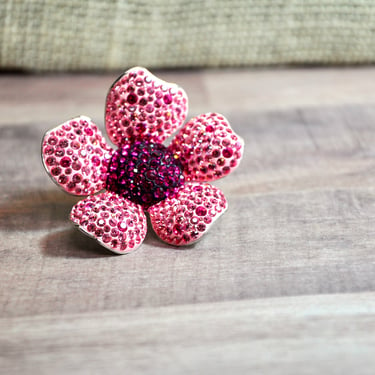 Authentic Swarovski Signed Crystal Paperweight Sparkling Flower Encrusted W/ Pink Swarovski Crystals Wonderful Gift Retired Gift for Her 