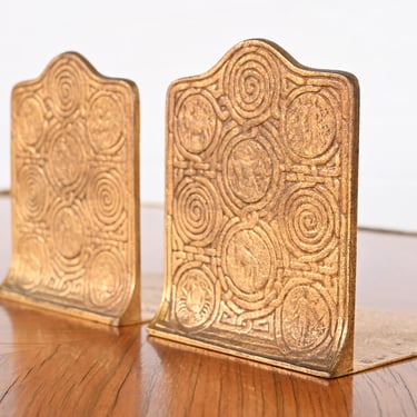 Tiffany Studios New York Bronze Doré Zodiac Bookends
