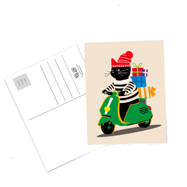 Holiday Cat Postcards - Holiday Motocat