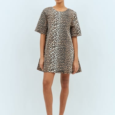 Ganni Women Leopard Print Open Back Mini Dress