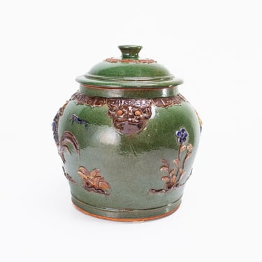 Majolica Pottery Painted Jar 