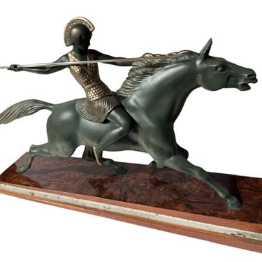 Art Deco Equestrian Sculpture of Athena by Melo (Jean Lemoine) 