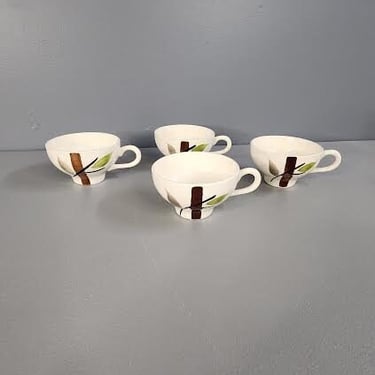 Set of 4 1950s Bamboo Pattern Cup Set 
