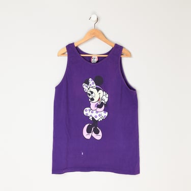 Vintage 90s Minnie Mouse Oversized Tank Top - disney, mickey, nap shirt, purple, made in usa - Women's XL 