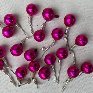 Vintage Hot Pink Glass Ball Picks, Mercury Glass Fuchsia Balls,  Floral Arrangements, Corsage And Wreath Making, Valentine's Day,  Size 3/4