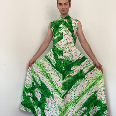 70s Abstract print maxi dress 