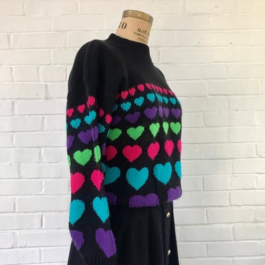 1980's Neon Heart Acrylic Sweater 