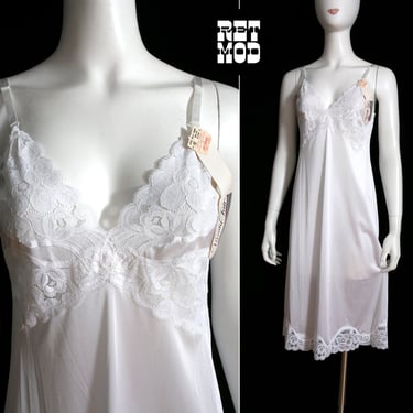 DEADSTOCK Sweet Vintage 70s 80s White Lace Dress Slip 