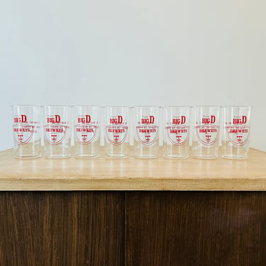 Vintage Drewrys Beer Enjoy Big D Glasses - Set of 8 