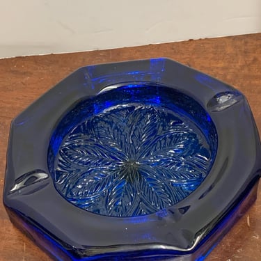 1950s Heavy Cobalt Blue Deco Style Ashtray 