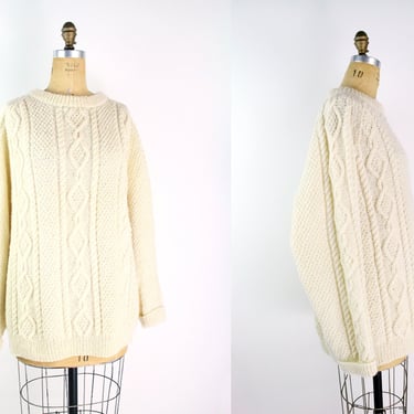 Vintage Wool Fisherman Sweater / Chunky wool sweater/ Oversized Sweater / Pullover 