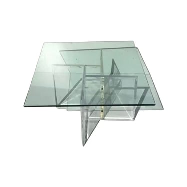 Mid century modern postmodern acrylic coffee table lucite glass 
