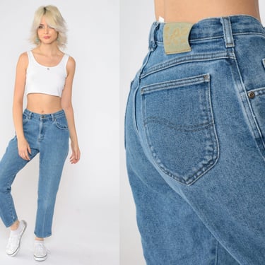 90s Lee Jeans Straight Leg Mom Jeans High Waist Jeans 1990s High Waisted Denim Pants Vintage Blue Small 