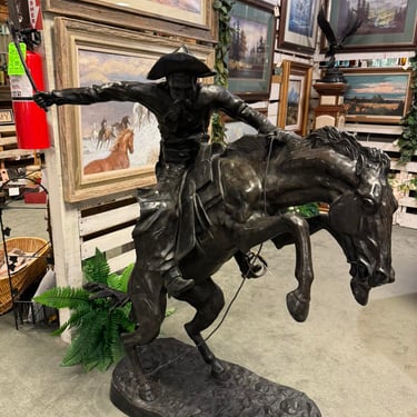 Sculpture, &quot;Bronco Buster&quot;, Bronze, Patinated, Monumental, After Remington  58&quot;H