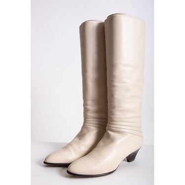 Vintage 1980s Hana Mackler crema knee high leather boots  8 