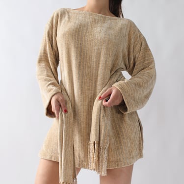 Vintage Handwoven Chenille Tunic &amp; Scarf Set