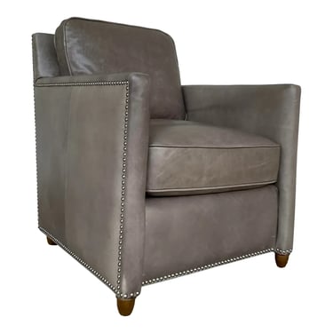 Revelation Modern Gray Leather Roosevelt Club Chair