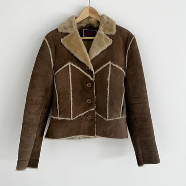 90s/00s L.E.I. Leather and Faux Sherpa Jacket