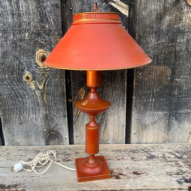 Vintage Tole Lamp — Burnt Orange Lamp — Burnt Orange Tole Lamp — Federal Lamp — Vintage Lamp — Vintage Lighting — Tole Lamp — Metal Lamp 