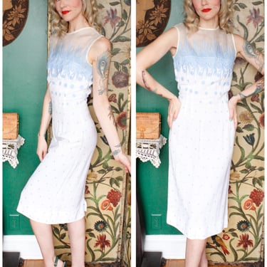 1950s Dress // Henry Rosenfeld Embroidered Linen Dress // vintage 50s dress 