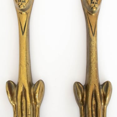 Mid-Century Modern Siamese Cat Brass Andirons, Pair