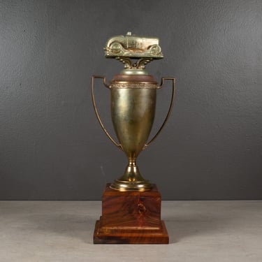 Vintage Copper and Brass Plated Racing Car Trophy c.1940-1970