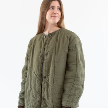 Vintage Olive Green Cotton Quilt Reversible Jacket | Puffer Coat | Liner | L | CC001 