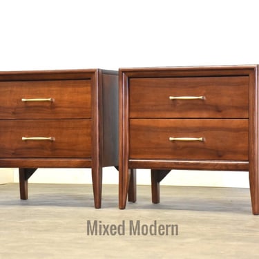 Refinished Walnut Nightstands - A Pair 