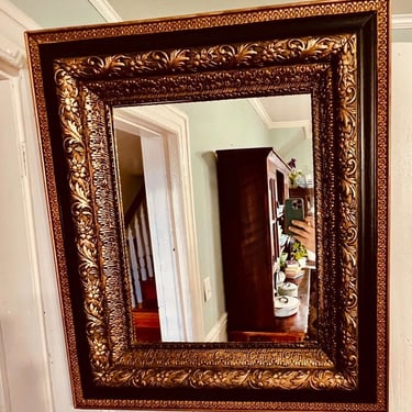 Ornate Black/ Gold Wood frame Vintage Mirror