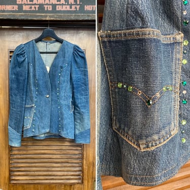 Vintage 1960’s “Love, Melody” Patchwork Hippie Glam Mod Jacket, Great Details, Studded, 60’s Vintage Clothing 