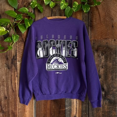 Vintage 90s Colorado Rockies Big Print Logo 7 Sweatshirt Size L 