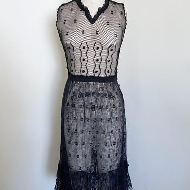 Vintage Black Crochet Dress 