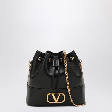 Valentino Garavani Vlogo Black Leather Bucket Bag Women