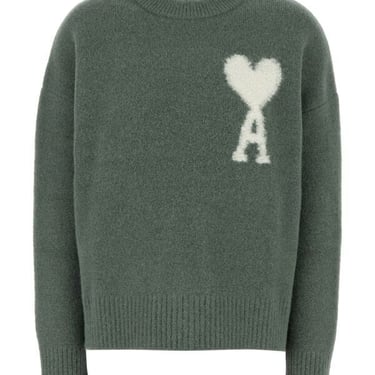 Ami Woman Sage Green Stretch Alpaca Blend Oversize Sweater