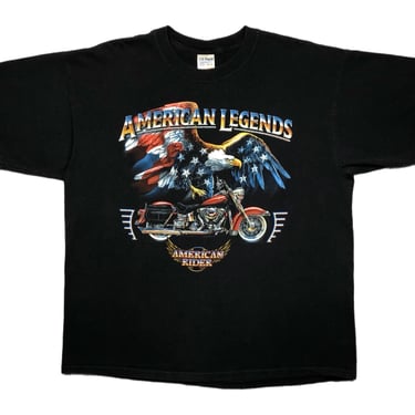 Vintage 90s/Y2K American Rider/Legends Motorcycle & Eagle Print Graphic T-Shirt Size XL 