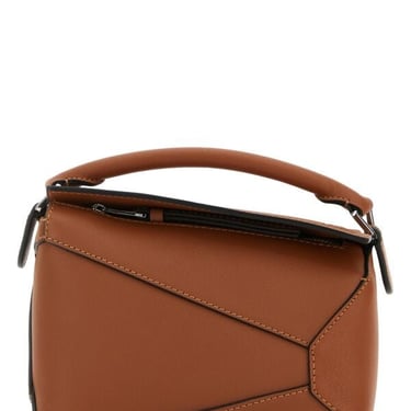 Loewe Women Camel Leather Mini Puzzle Handbag