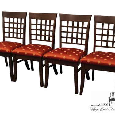 Set of 4 HIGH END Asian Inspired Contemporary Modern Window Pane Back Dining Side Chairs 